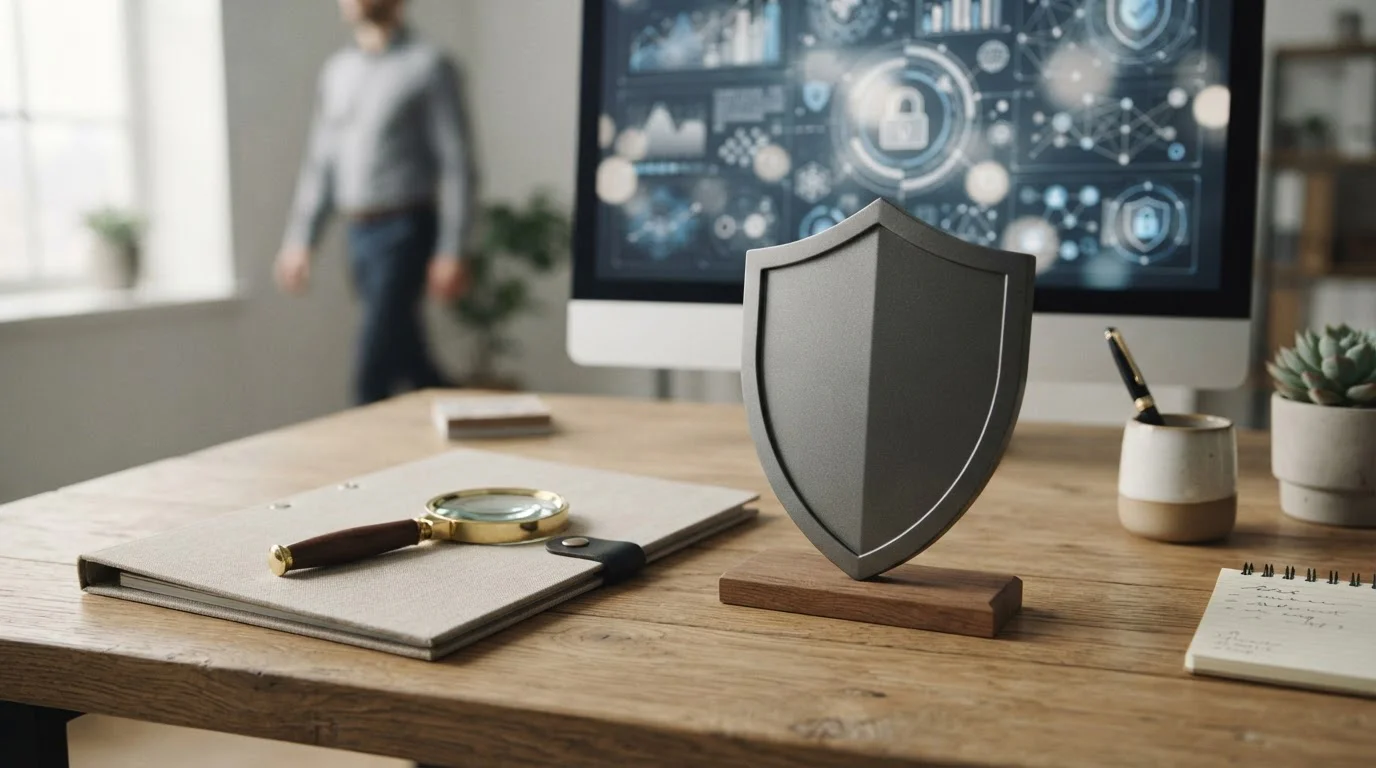 Abstrakte Darstellung von Lizenzprüfung und digitaler Sicherheit